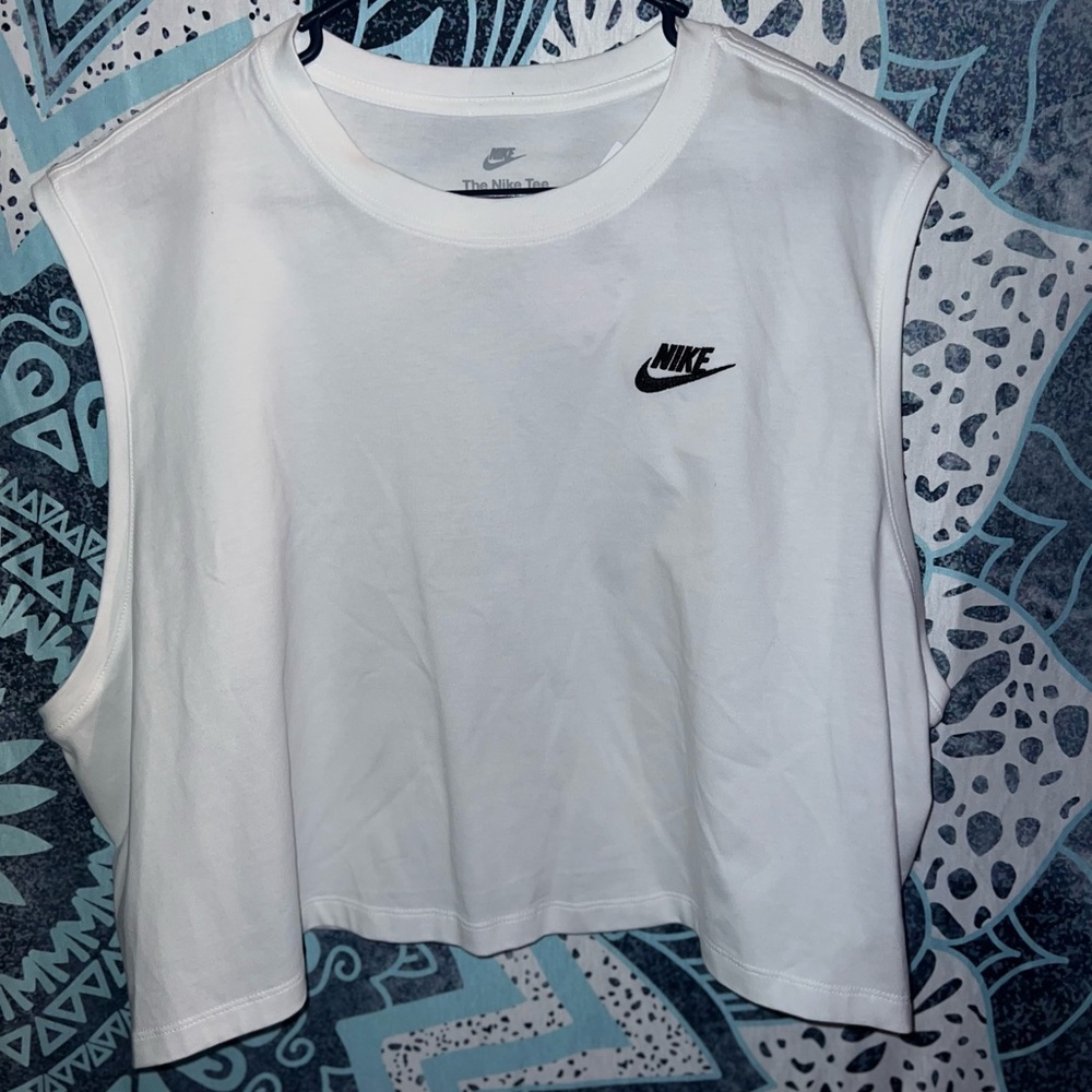 Nike White Boxy Crop Muscle Tee